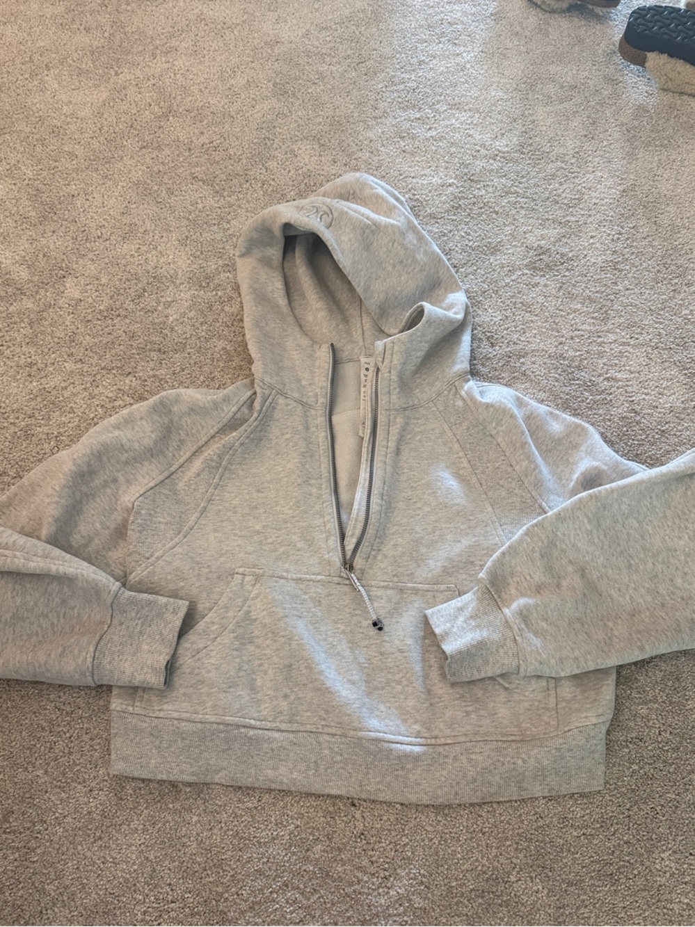 lululemon athletica Light Gray Half-Zip Cropped Hoodie